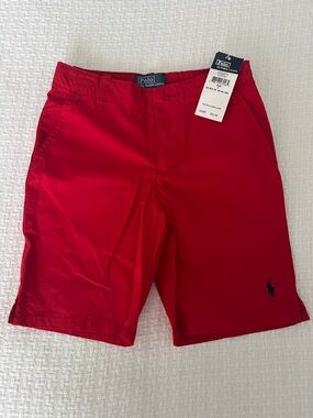BNWT Polo by Ralph Lauren Red Flat Front Men’s Chino Shorts Size 5